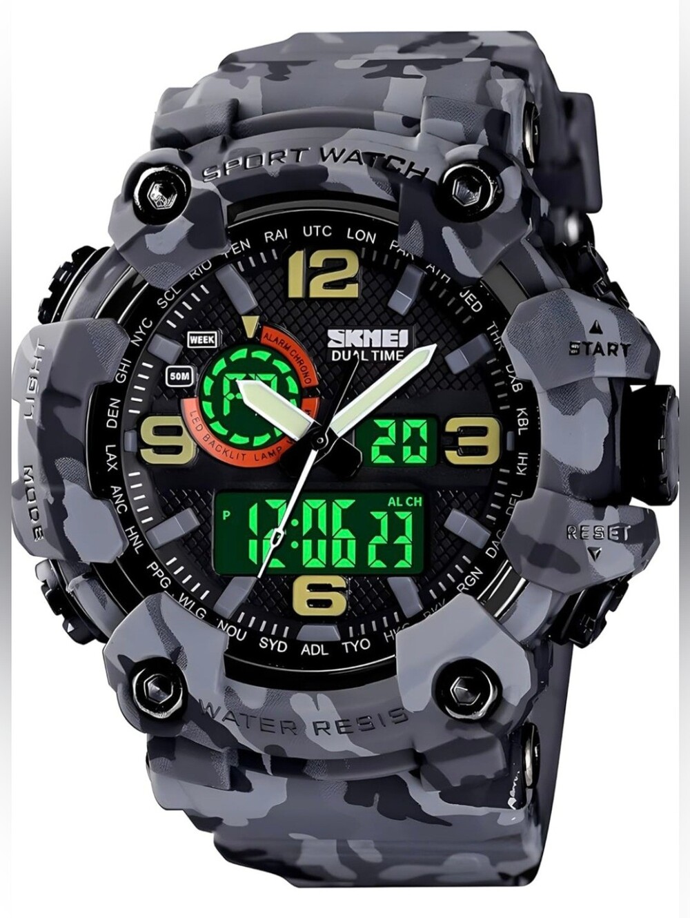 Men's Large Face Outdoor Sports Watches Military S-Shock Watch Waterproof,